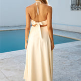 Dance With Me Halter Maxi Dress Cream