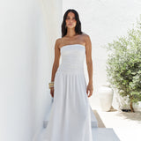 Blossom Bay Strapless Maxi Dress White