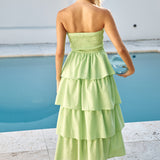 Glass Slipper Strapless Maxi Dress Green