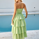 Glass Slipper Strapless Maxi Dress Green