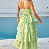 Glass Slipper Strapless Maxi Dress Green