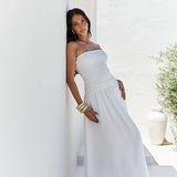 Blossom Bay Strapless Maxi Dress White