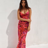 RUNAWAY THE LABEL Bad Romance Sheer Maxi Dress Pink Floral