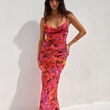 RUNAWAY THE LABEL Bad Romance Sheer Maxi Dress Pink Floral