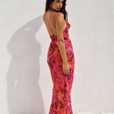 RUNAWAY THE LABEL Bad Romance Sheer Maxi Dress Pink Floral