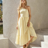 Busy Girl One Shoulder Maxi Dress Yellow