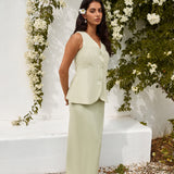 Seaside Haven Linen Maxi Skirt Green