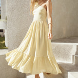 Busy Girl One Shoulder Maxi Dress Yellow