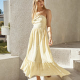 Busy Girl One Shoulder Maxi Dress Yellow