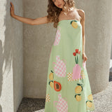 Patio Dining Strapless Maxi Dress Green