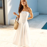 Lily Bubble Hem Maxi Dress White