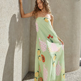 Patio Dining Strapless Maxi Dress Green