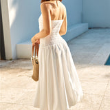 Lily Bubble Hem Maxi Dress White