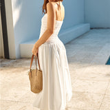 Lily Bubble Hem Maxi Dress White