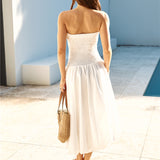 Lily Bubble Hem Maxi Dress White