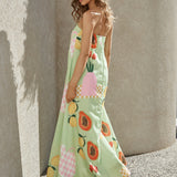 Patio Dining Strapless Maxi Dress Green