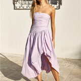 See You Tonight Bubble Hem Midi Dress Lilac