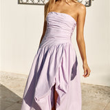 See You Tonight Bubble Hem Midi Dress Lilac