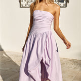 See You Tonight Bubble Hem Midi Dress Lilac