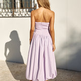 See You Tonight Bubble Hem Midi Dress Lilac