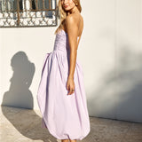 See You Tonight Bubble Hem Midi Dress Lilac