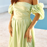 Bella Off-Shoulder Maxi Dress Green