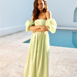 Bella Off-Shoulder Maxi Dress Green