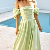 Bella Off-Shoulder Maxi Dress Green