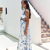 Seaside Charm Cutout Maxi Dress Blue