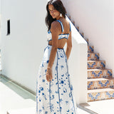 Seaside Charm Cutout Maxi Dress Blue