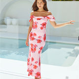 Blooming Love Satin Maxi Dress Pink