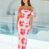 Blooming Love Satin Maxi Dress Pink