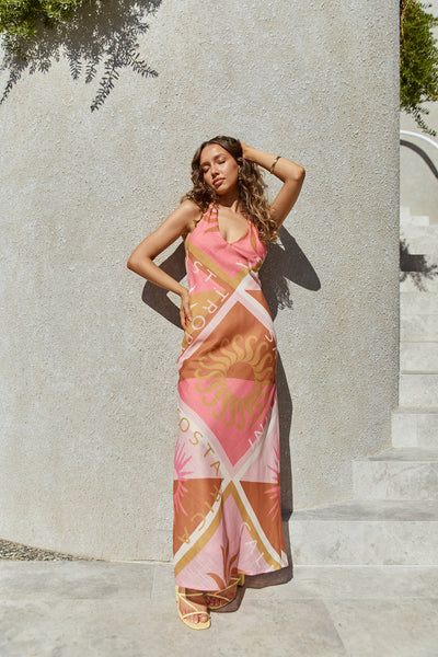 Hideaway Halter Maxi Dress Pink