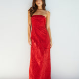 Riviera Rouge Strapless Maxi Dress Red