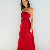 Riviera Rouge Strapless Maxi Dress Red