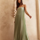 Gentle Journey Strapless Maxi Dress Sagegreen