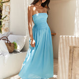 On the Shores Strapless Maxi Dress Blue