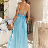 On the Shores Strapless Maxi Dress Blue