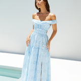 Lemon Blossom Maxi Dress Blue