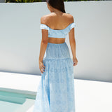 Lemon Blossom Maxi Dress Blue