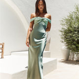 Dreamers Delight Off The Shoulder Maxi Dress Green