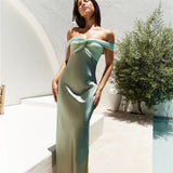 Dreamers Delight Off The Shoulder Maxi Dress Green