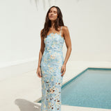 Molly Lynette Floral Maxi Dress Blue