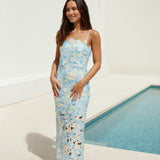 Molly Lynette Floral Maxi Dress Blue