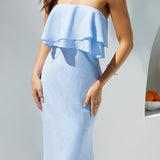 Luna Cascade Strapless Maxi Dress