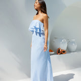 Luna Cascade Strapless Maxi Dress