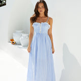 Lyra Gingham Maxi Dress Blue