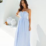 Lyra Gingham Maxi Dress Blue