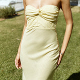 Sunbeam Strapless Linen Maxi Dress Yellow