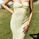 Sunbeam Strapless Linen Maxi Dress Yellow